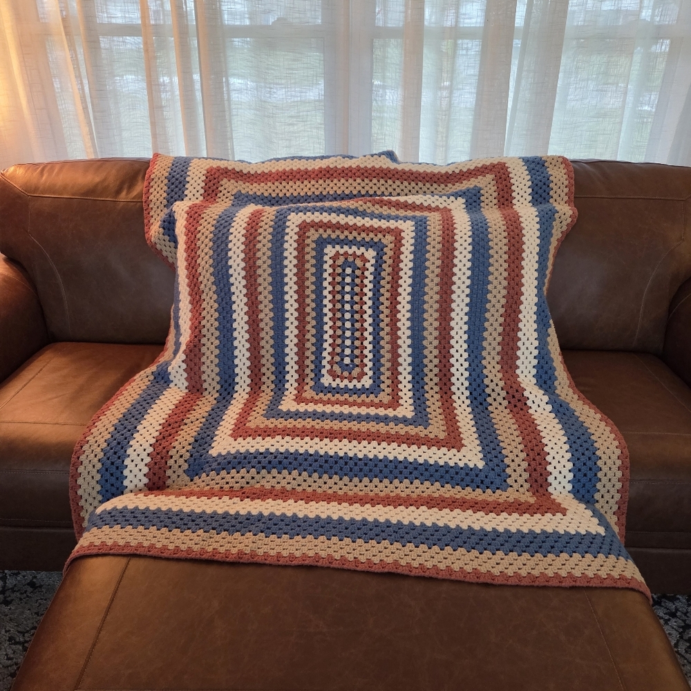 Handmade Granny Rectangle Crochet Blanket Afghan Throw 51 X 63